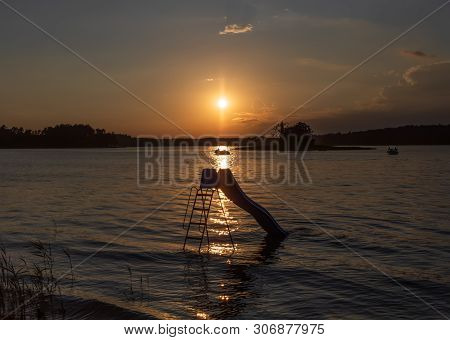 Sunset On The Biale Lake In Augustow In Poland