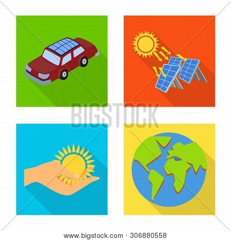 Isolated Object Of Solar And Panel Sign. Set Of Solar And Green Stock Vector Illustration.