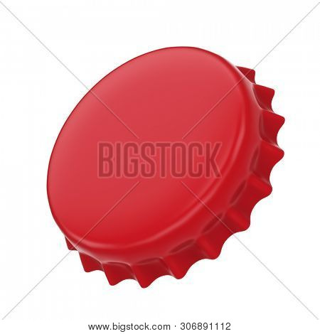 Blank red bottlecap isolated on white background. 3D rendering.