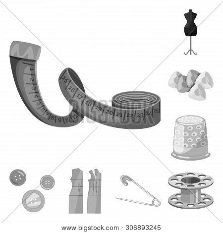 Isolated Object Of Dressmaking And Textile Icon. Collection Of Dressmaking And Handcraft Vector Icon