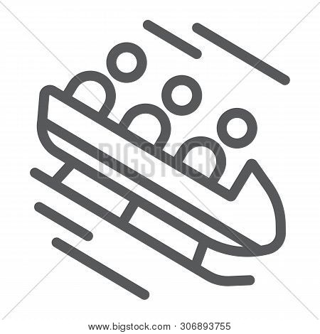 Bobsleigh Line Icon, Sport And Winter, Bobsled Sign, Vector Graphics, A Linear Pattern On A White Ba
