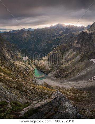 Mountains Landscape With Inversion At Sunset As Seen From Sedlo Vaha In High Tatras, Slovakia