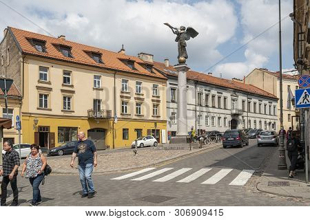 Vilnius, Lithuania. May 2019.  The Angel Of Užupis Monument
