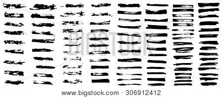 Brush Strokes Bundle, Big Isolated Collection. Diagonal Grunge Design Elements. Ink Splatters. Vecto