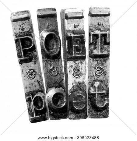 The word POET   withold typwriter  isolated on white