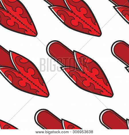 Slipper Or Flip Fop Tunisian Footwear Khussa Seamless Pattern