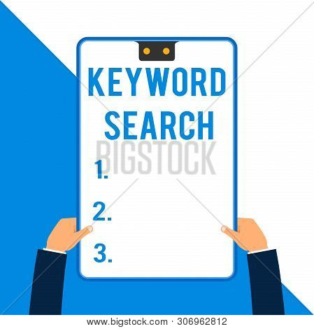 Word Writing Text Keyword Search. Business Concept For Using Word Or Term To Look Correct Subject As