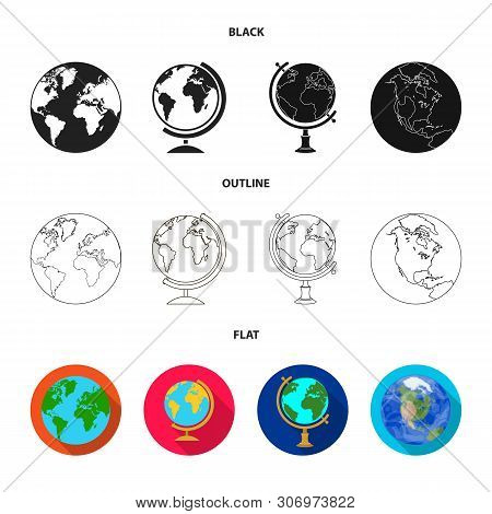 Vector Design Of Globe And World Sign. Set Of Globe And Earth Stock Vector Illustration.