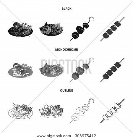 Vector Design Of Grill And Bbq Icon. Set Of Grill And Cover Vector Icon For Stock.
