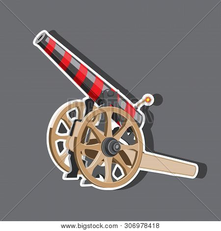 Cartoon Illustration Of Cannon With Cannonballs, Weapon Icon, Eps 10 Vector Image