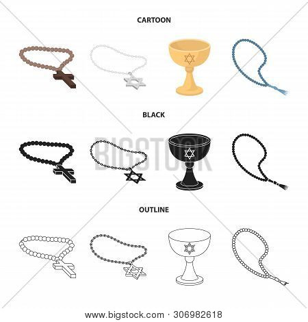 Vector Illustration Of Muslim And Items Icon. Set Of Muslim And Candle Vector Icon For Stock.