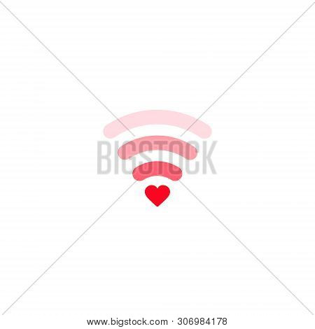 Heart Wifi. Vector Heart Waves Icon In Flat Style. Heart Signal. Love Connection. Wifi Hotspot Signa