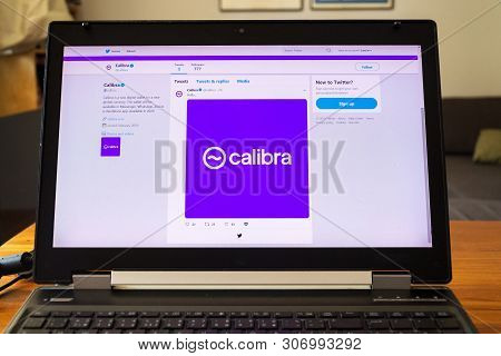 Prague, Czech Republic - June 18 2019: Twitter Page Of The Facebook Digital Wallet Calibra For Crypt