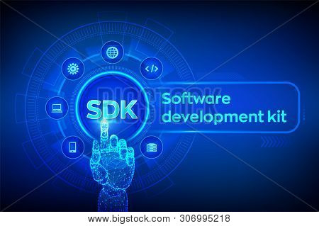Sdk. Software Development Kit Programming Language Technology Concept On Virtual Screen. Technology 