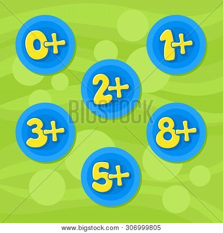 Age Restrictions For Toys. Vector.  Green Background.