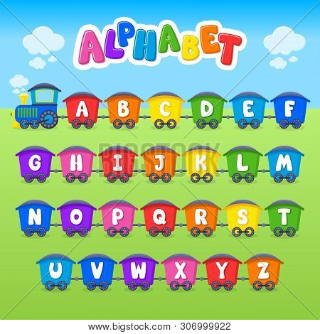 Cartoon Vector Alphabet. Large Letter. Font. Train.