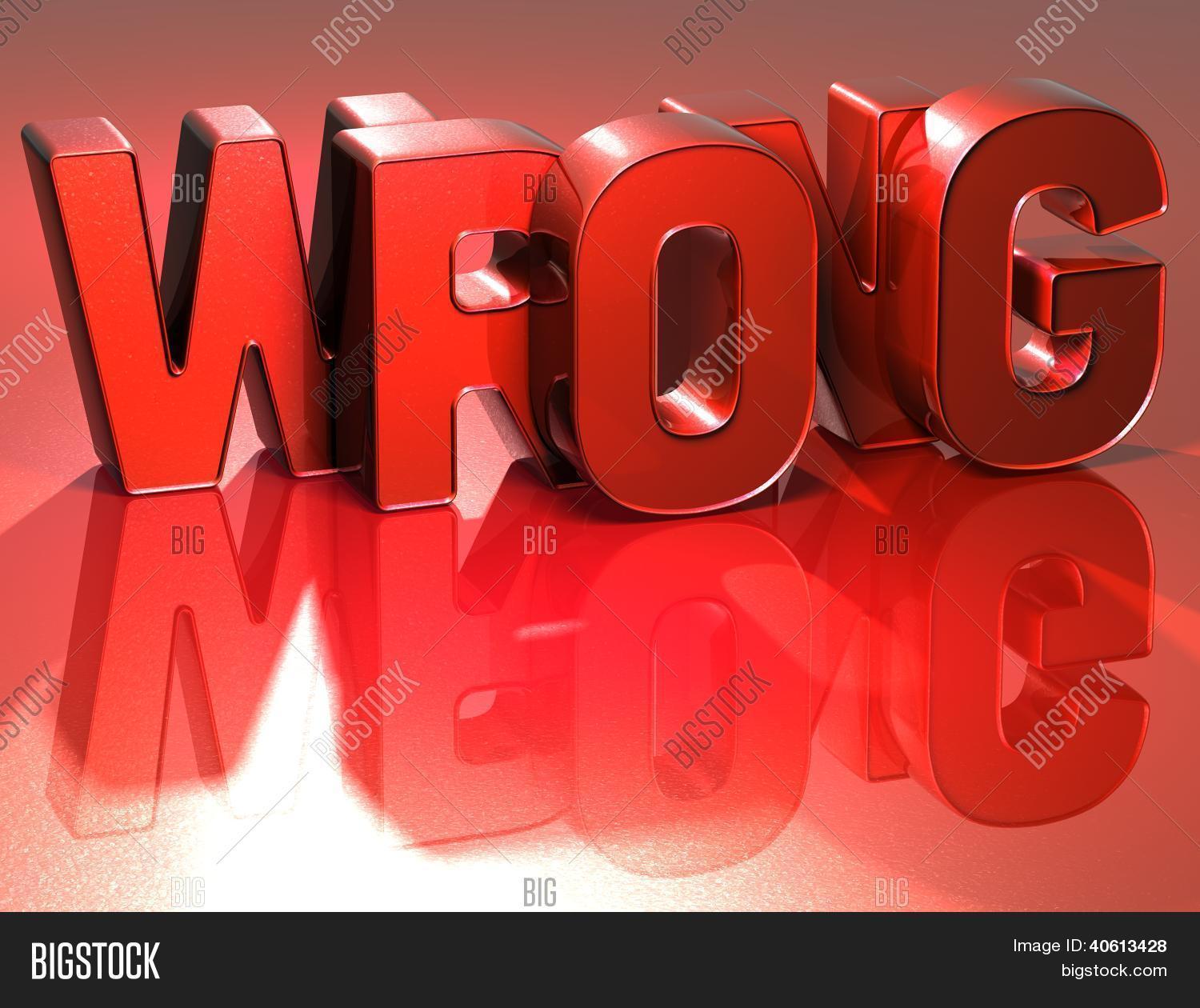 3D Word Wrong On Red Image & Photo (Free Trial) | Bigstock