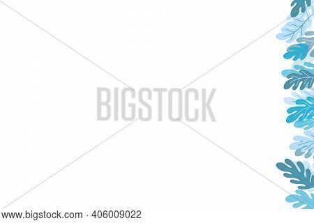 Floral Frame With Colorful Exotic Branches On White Background. Ornate Border With Tropic Leaves. Ve