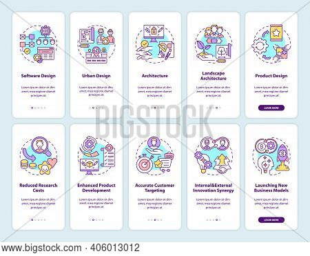 Collaborative Product Development Onboarding Mobile App Page Screen With Concepts Set. Co-design, Co