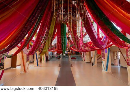 Jaisalmer, Rajasthan, India - 15th October 2019 : Decorated Tanot Mata Mandir At India Pakistan Bord