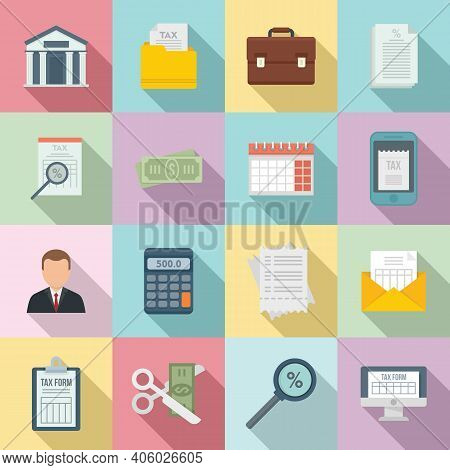 Tax Inspector Icons Set. Flat Set Of Tax Inspector Vector Icons For Web Design