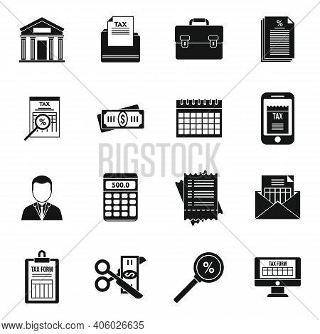 Tax Inspector Accounting Icons Set. Simple Set Of Tax Inspector Accounting Vector Icons For Web Desi