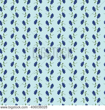 Blue Peony Floral Seamless Repeating Pattern Background