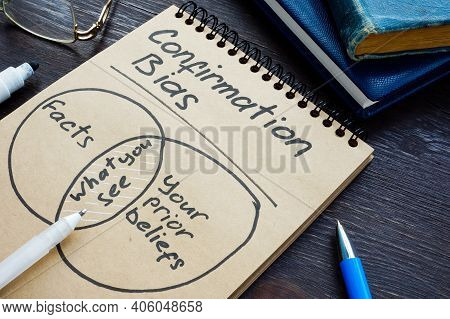 Confirmation Bias With Facts And Prior Beliefs Written On The Page.
