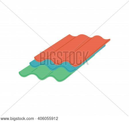 Asbestos Or Metal Roof Wavy Profiled Sheeting Flat Vector Illustration Isolated.