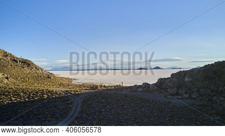 Aerial Of Salar De Uyuni, Salar De Tunupa, Worlds Largest Salt Flat, In The Altiplano Of Bolivia In 
