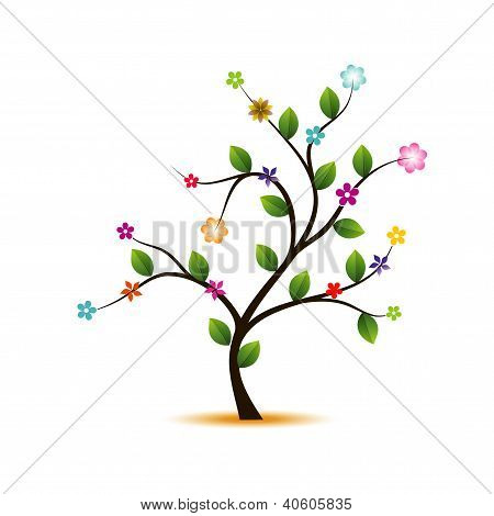 Tree and colour flowers