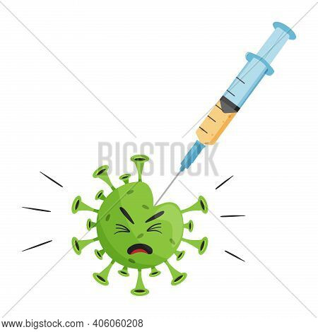 Coronavirus Vaccina, Covid Prevention. Vector Illustration Isolated On White Background.