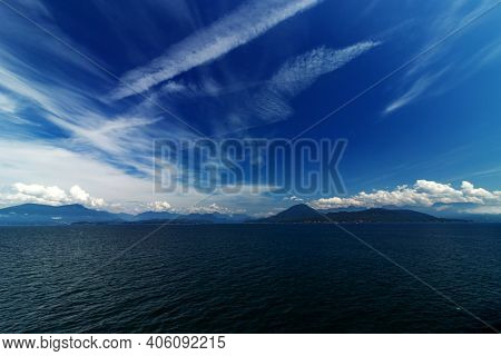 Show Of Water, Clouds, Jet Stream On The Pacific Ocean, Bc, Canada. Pacific Ocean Borders Western Ca