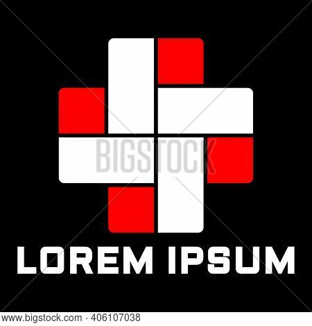 Medical Cross Logo Template In Flat Design Monogram Illustration