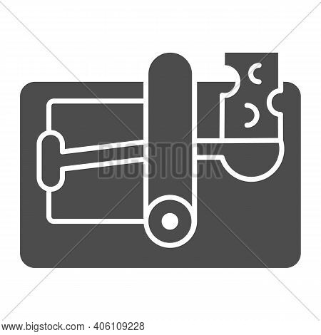 Mousetrap With Cheese Solid Icon, Pest Control Concept, Mouse Trap Sign On White Background, Rodents
