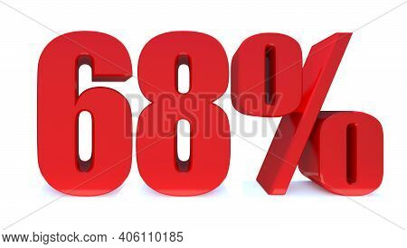 68 Percent Off 3d Sign On White Background, Special Offer 68% Discount Tag, Sale Up To 68 Percent Of