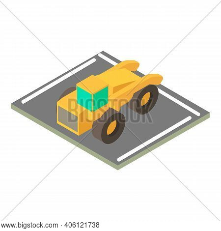 Motor Grader Icon. Isometric Illustration Of Motor Grader Vector Icon For Web