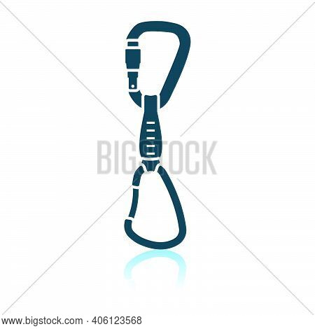 Alpinist Quickdraw Icon. Shadow Reflection Design. Vector Illustration.