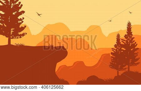 Amazing Views Sky At Twillight On Afternoon. Vector Illustration