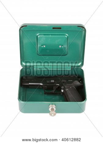 9Mm Pistol In A Metal Case