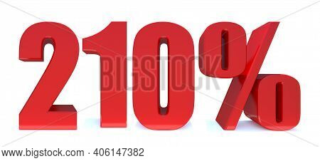 210 Percent Off 3d Sign On White Background, Special Offer 210% Discount Tag, Sale Up To 210 Percent