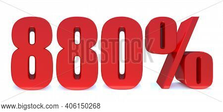 880 Percent Off 3d Sign On White Background, Special Offer 880% Discount Tag, Sale Up To 880 Percent