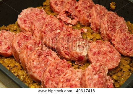 豚トロッターとレンズ豆、イタリア料理
