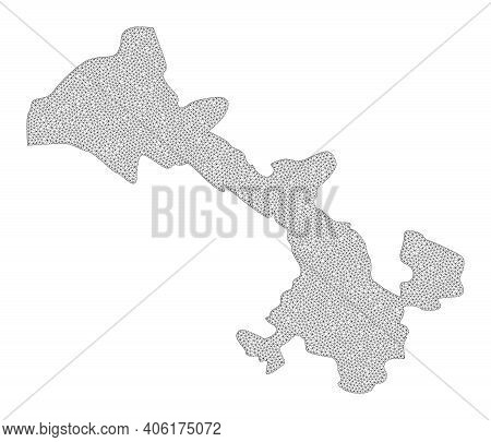 Polygonal Mesh Map Of Gansu Province In High Detail Resolution. Mesh Lines, Triangles And Points For
