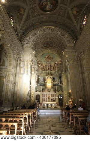 Arenzano (ge), Italy - December 30, 2017: The Shrine Of The Infant Jesus Of Prague Sanctuary Inside,