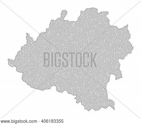 Polygonal Mesh Map Of Soria Province In High Resolution. Mesh Lines, Triangles And Points Form Map O