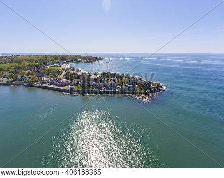 Swampscott Coast Aerial View Including Lincoln House Point In Town Of Swampscott, Massachusetts Ma, 