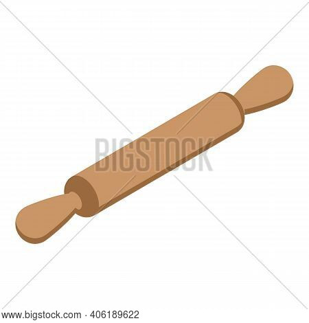 Dough Wood Roll Icon. Isometric Of Dough Wood Roll Vector Icon For Web Design Isolated On White Back
