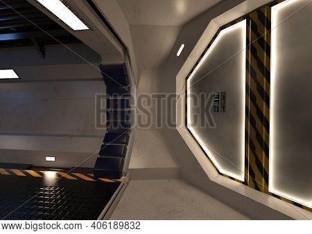 3D Rendering Science Fiction Corridor