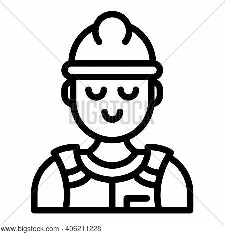 Young Builder Icon. Outline Young Builder Vector Icon For Web Design Isolated On White Background